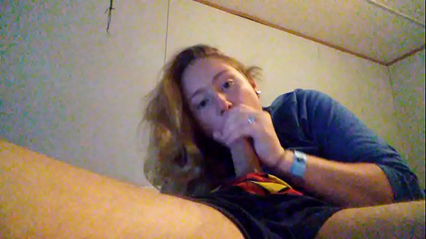 Blonde girlfriend gives intense blowjob and swallows cum