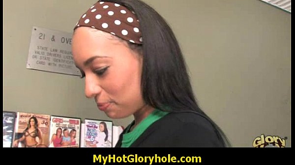 Ebony girl sucks stranger in gloryhole