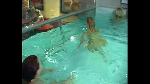 brunette and redhead teens orgy pool party