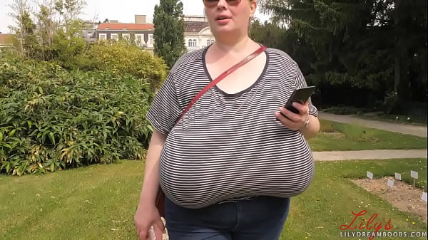 Lilydreamboobs caught outdoors with no bra on showing off her big saggy tits in public