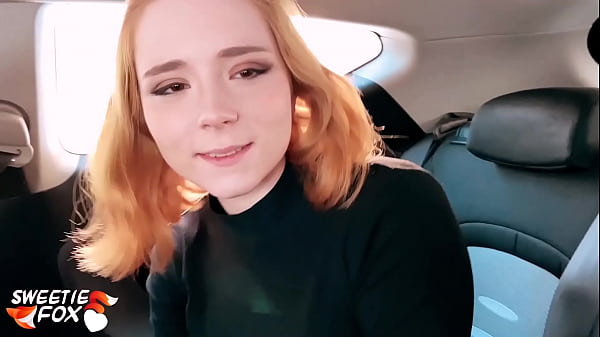 Teen redhead Sweetie Fox sucks taxi driver in car