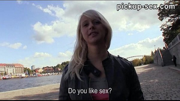 Czech blonde Monika gets paid for public blowjob with stranger