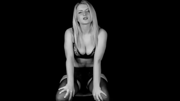 Blonde teen Jemma Valentine strips in garters