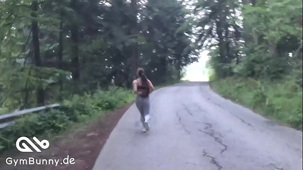 Young brunette Gymbunny Official fucked outdoors while jogging