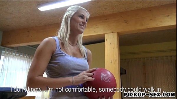 Blonde eurobabe gets facial in public bowling alley