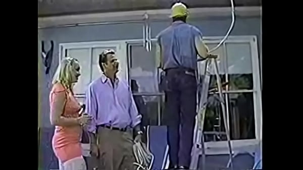 Blonde housewife Echo fucks two handymen