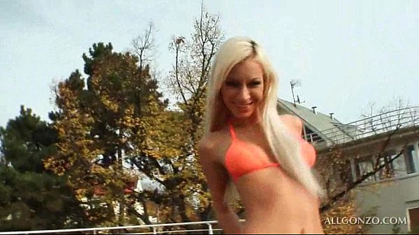 Stockinged blonde babe Allgonzohd fingering her ass before anal sex