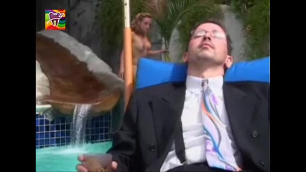 Gauge squirts in bikini by pool