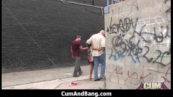 Black girl gives oral to multiple white guys in a group