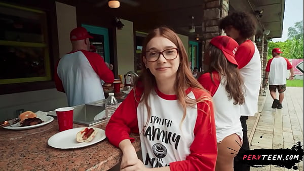 Petite redhead stepsister fucks in public with Johnny Love