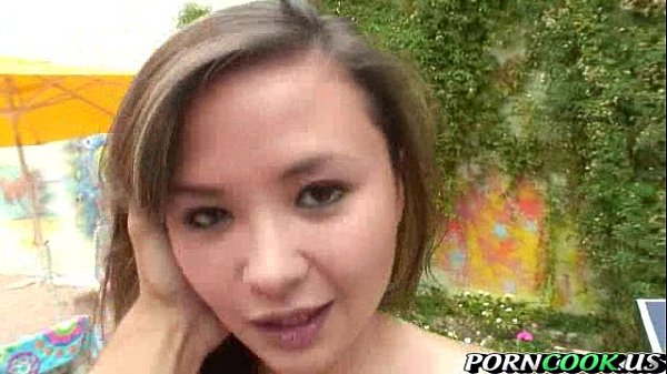 Asian brunette Ping Pong Dong gives big dick blowjob POV