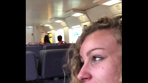 Petite blonde Angel Emily gives boyfriend Mike Angelo a public train blowjob
