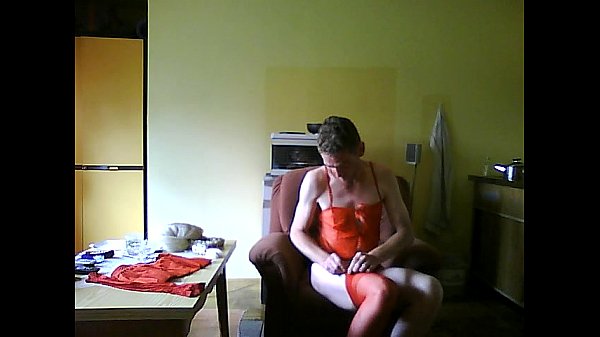 Horny red sex slut solo masturbation in nylons