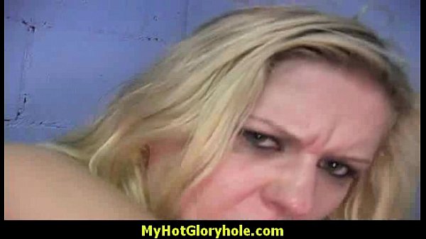 Interracial gloryhole blowjob with eager girl