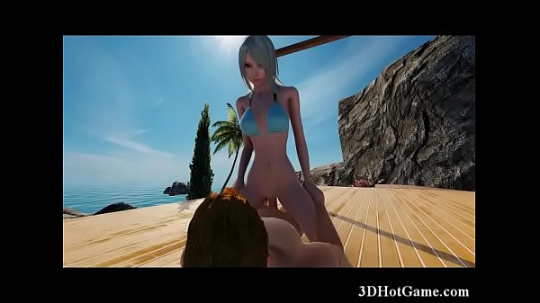 Skinny blonde teen babe takes facial cumshots in 3D hentai sex game