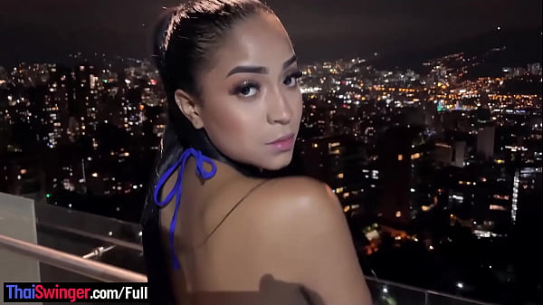Colombian latina teen sucks and fucks on balcony