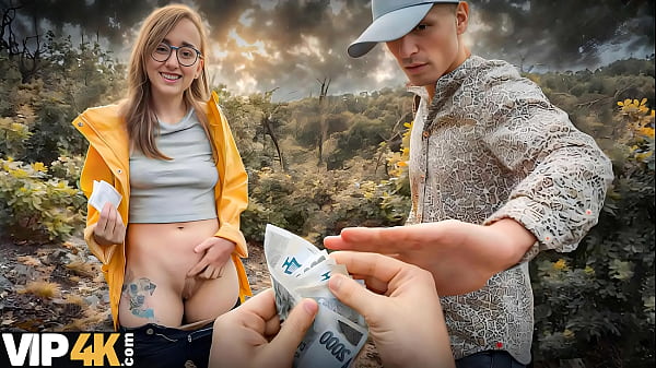 Naked euro babe with natural tits has sex in forest