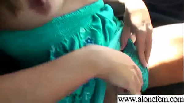 Alonefem blonde redhead teen girl tries dildo vibrator for first time