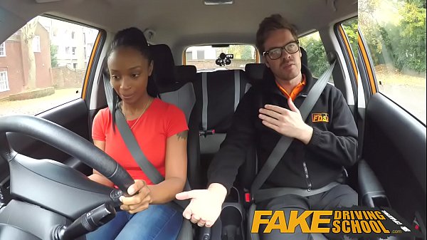 Lola Marie's worst driving lesson yet with big tits and a black ebony learner