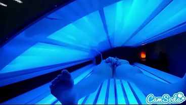 Latina teen Mila Marx caught masturbating on tanning bed