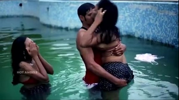 Indian wife and friend threesome with husband in pool