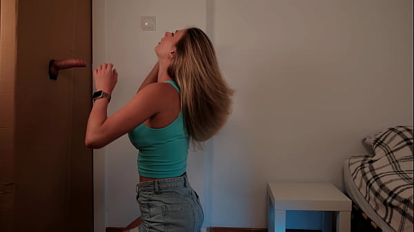 MissDriada neighbor swallows gift in real orgasmic blowjob scene