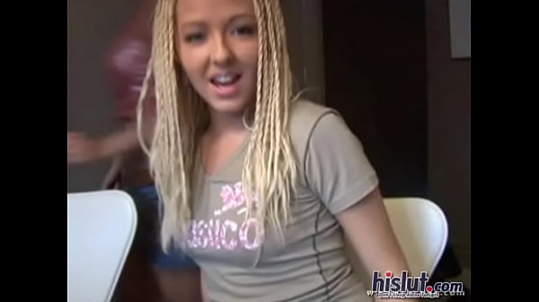 Blonde lesbians use strap on toys for oral sex
