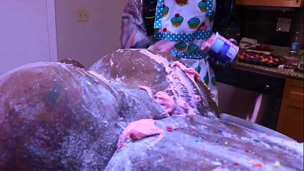 Gibby the Clown gives Victoria Cakes a wild birthday massage