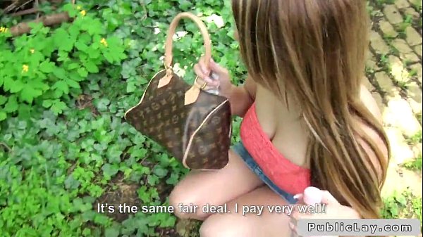 Kremesavan public outdoor sex show with busty euro babe getting paid for blowjob and facial