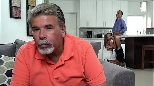 Liza Rowe steps into step dad's friend for a creampie with her step daughter hiding nearby