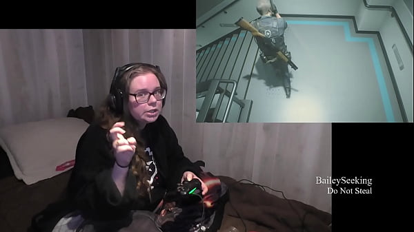 Big tit granny plays Resident Evil 2 while stripping