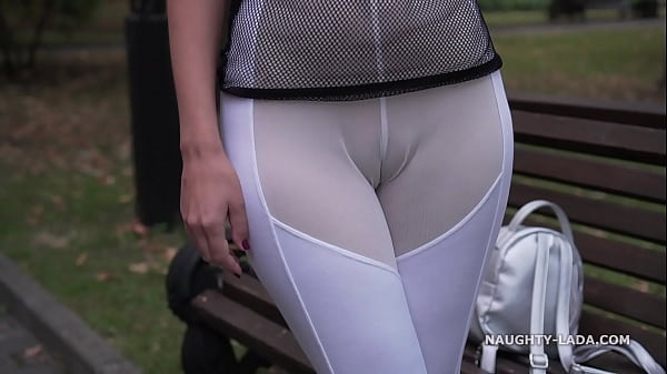 Naughty Lada shows off her see-through leggings in public