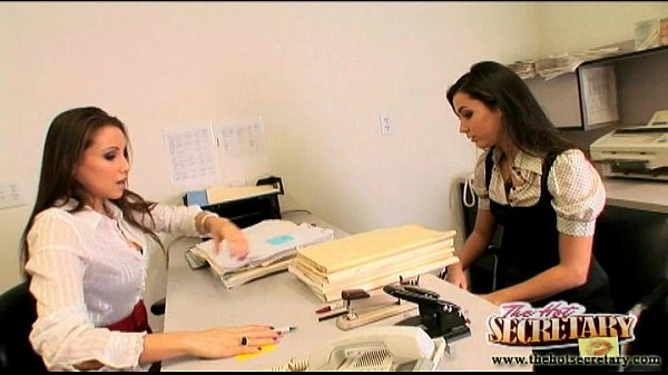 Celeste Star and Georgia Jones lesbian secretary coworkers get intimate at the office