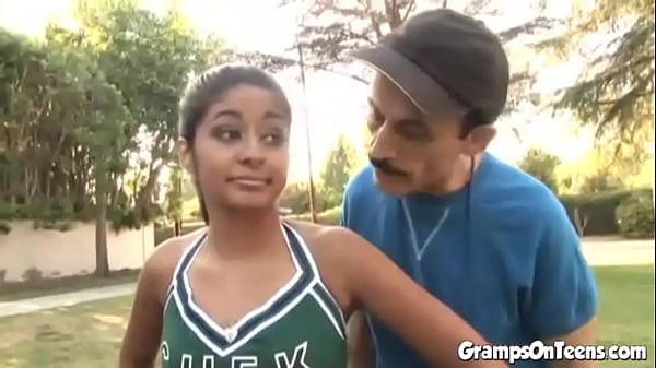 cheerleader brunette banged by older man in uniform