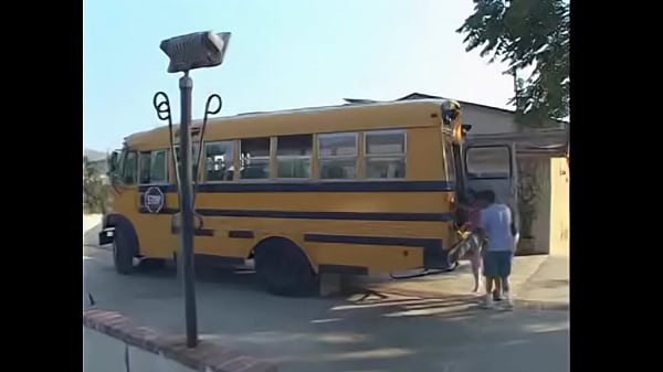 Ashley Blue school bus girls threesome cumshot facial and anal with teen pigtails