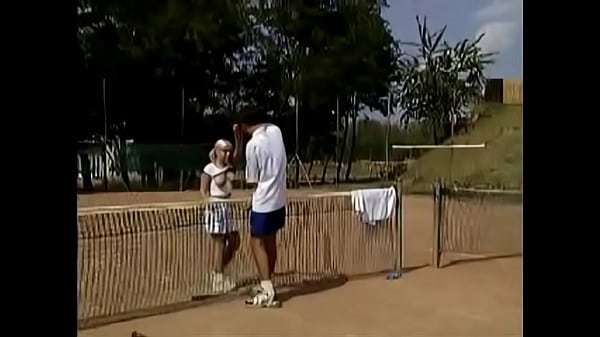 Teen girl playing anal tennis outside with Crazycat