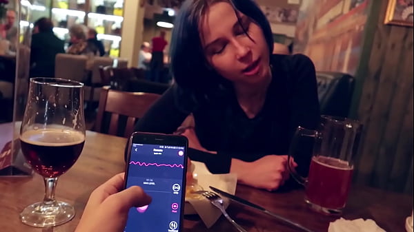 My stepsister Laruna Mave gets her vibrator taken by me in a public bar