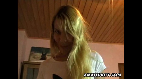 Busty blonde teen girlfriend performs hardcore blowjob and sucks cum