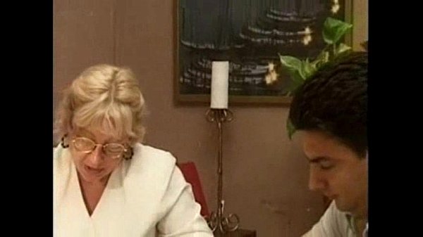 Blonde granny caught by young lover while getting fucked