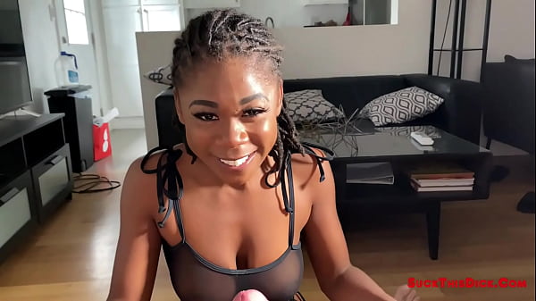 Ebony Hazel Grace Deepthroat Blowjob POV with Teary Eyes