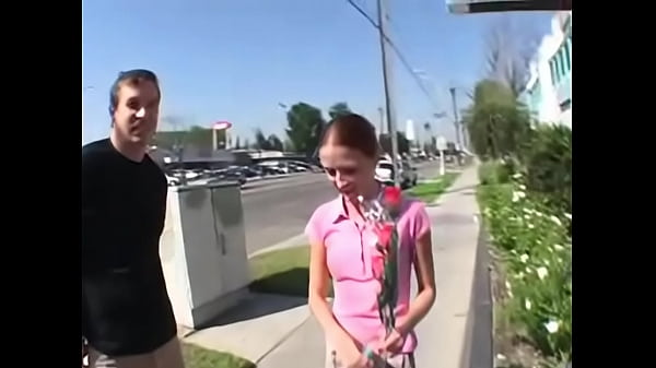 Redhead teen Hailey Young fucks two guys for money