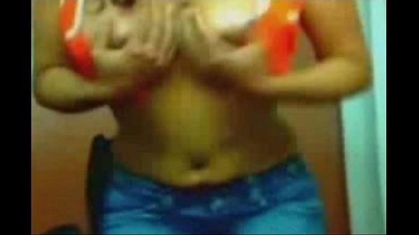 brunette girl does webcam show at home