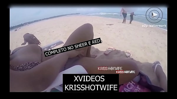 Hotwife Kriss masturbates on beach with strangers