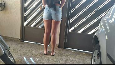 My neighbor's wife is really hot and only wears short shorts, she sleeps with everyone in the neighborhood and now it was my turn to fuck this little slut.