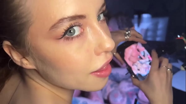 Blonde teen Eden Ivy gives surprise backstage blowjob to cameraman