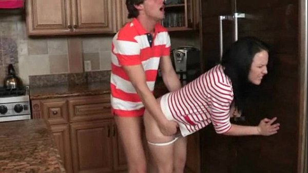 Kendra Lust joins teen couple for naughty kitchen threesome with blowjob