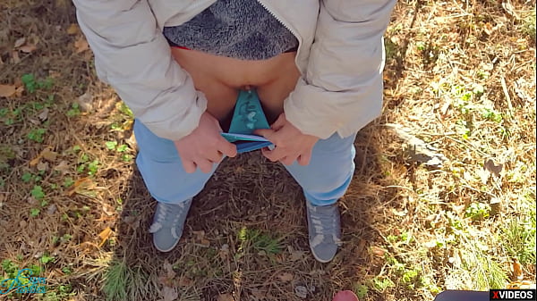Woman begs for creampie in wet panties outside