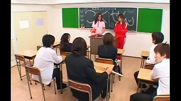 Japanese girls and guys in classroom