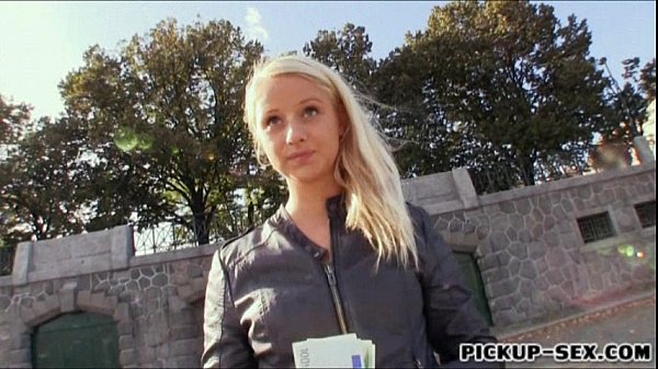 Blonde eurobabe Monika gets paid for public blowjob