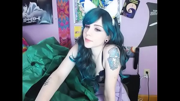 Tricky Nymph kitty catgirl masturbates on webcam